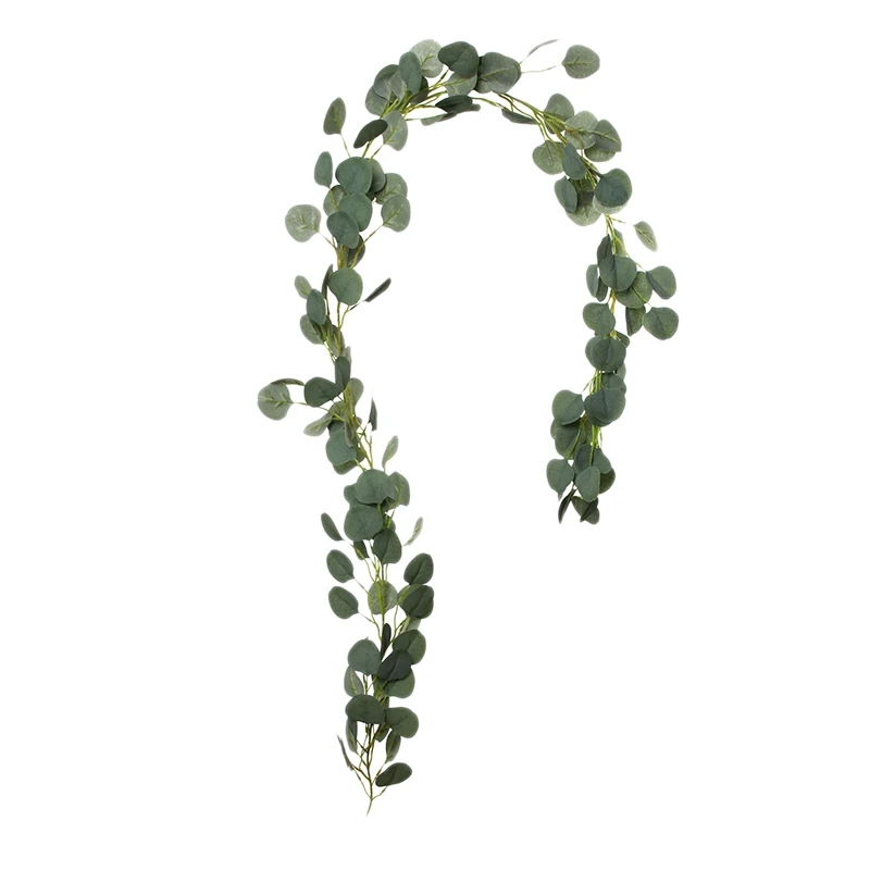 2 м искусственный эвкалипт гирлянда подвесной ротанговый Свадебный Зеленый Вечерние Декорации Арка Настенный декор-1