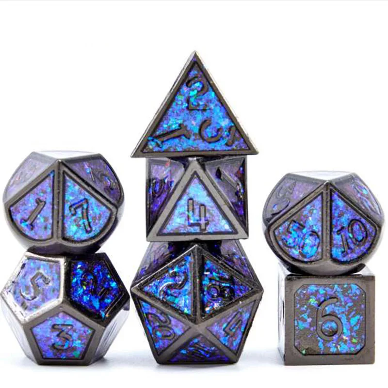 Metal Dice Set 7PCS/Set Polyhedral Dices Dnd Board Game Dyses Dados Rpg Purple Digital D4 D6 D8 D10 D12 D20 Dobbelstenen | Спорт и