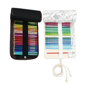 

HOT-48 Canvas Colored Pencil Wrap / Roll Up Pencil Case / Colored Pencil Case / Bags / Pouches & 36 Holes Big Pencil Case School