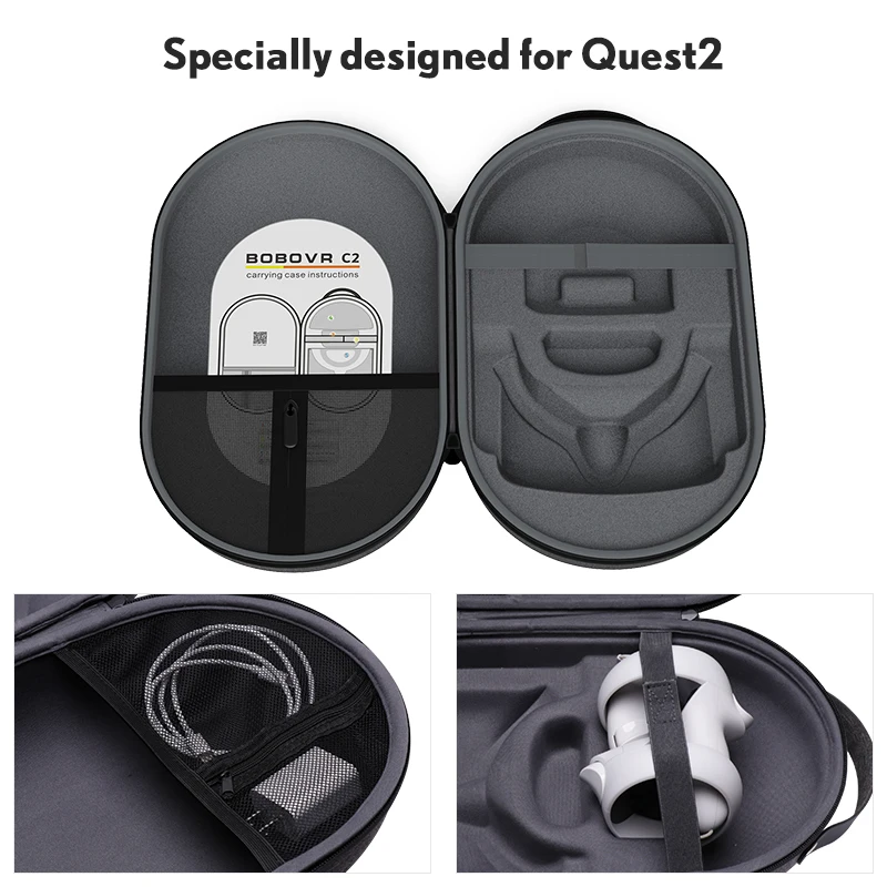 BOBOVR M2 Halo Strap Adjustable for Oculus Quest 2 VR Accessories Protective Cover BOBOVR C2 Storage Bag for Quest 2 Elite Strap