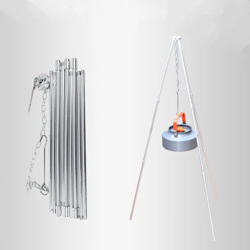 Outdoor Camping Tripod Grill Pot Rack Portable Lightweight Aluminum Multi-functional Outdoor Kitchen Equipment Picnic Hiking