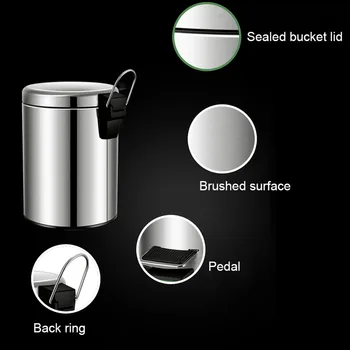 

Step Bins Stainless Steel Satin Square Trash Can Garbage Storage Container Bathroom Kitchen Pedal Dustbin 5L