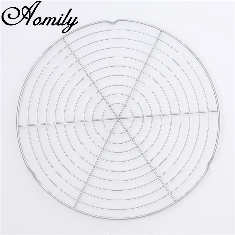 Amoliy 32.4cm Nonstick Cake Cooling Rack Round Grid Cookies Biscuits Bread Tray Stainless Steel Wire Baking Tools | Дом и сад