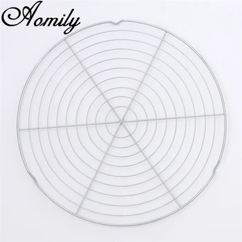 

Amoliy 32.4cm Nonstick Cake Cooling Rack Round Cooling Grid Cookies Biscuits Bread Tray Stainless Steel Wire Tray Baking Tools