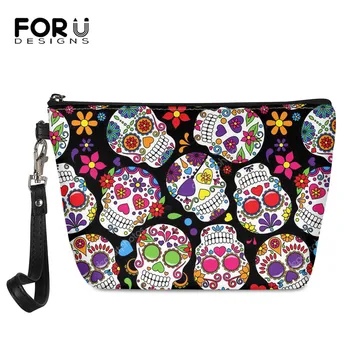 

FORUDESIGNS Fashion Ladies Portable Makeup Bag Cute Skull Printed Women Travel Organzier Box Beauty Make Up Bag Bolsa Femininas
