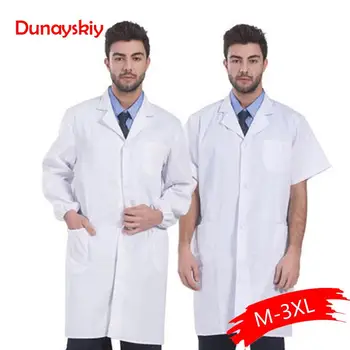 

New Fashion Doctor's Clothing Man Hospital Lab Coat Loose Large size Lab Uniforms White Short and Long Sleeve Medical Clothing