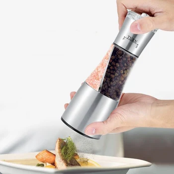 

2 in 1 Manual and Pepper Mill Salt Pepper Mill Spices Peppercorn Grinder Steel Portable Kitchen Manual Salt Pepper Mill Muller