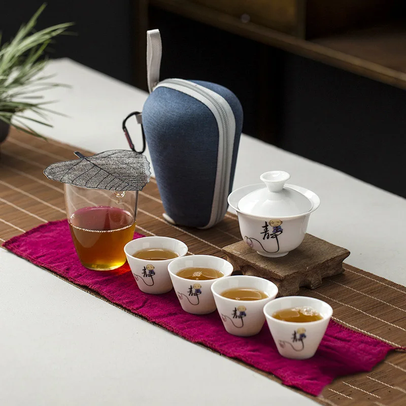 Керамический чайник Gaiwan teacups Gaiwan, чайная чашка для Пуэр китайский заварочный чайник портативный дорожный чайный сервиз, кружка для вина - Цвет: D