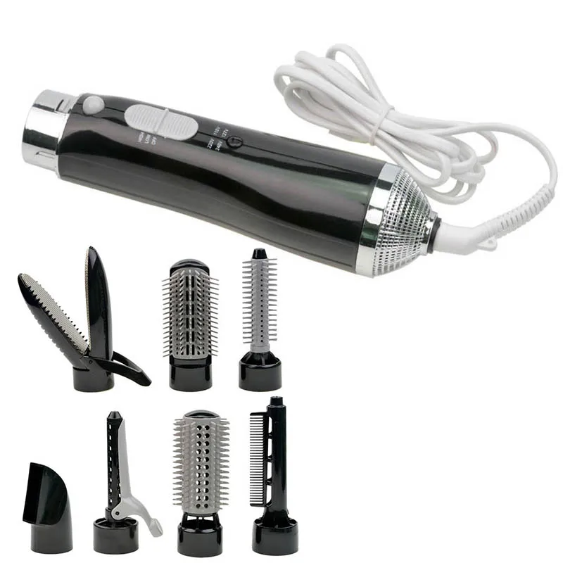 7-в-1 многофункциональный Функция горячим воздухом стайлер с щеткой для волос ЭЛЕКТРИЧЕСКИЕ расчески для волос фен для волос, выпрямитель для волос, инструмент для моделирования штепсельная вилка европейского стандарта