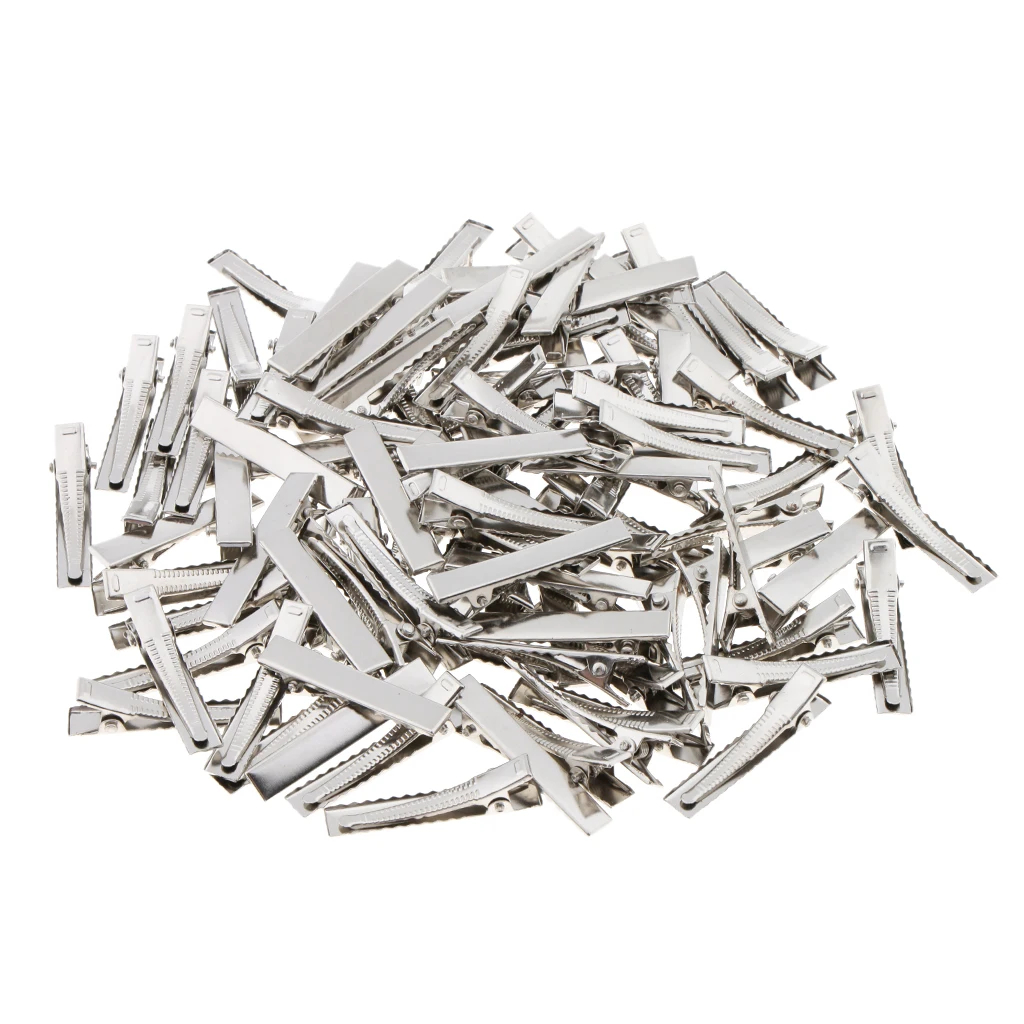 300 Pieces Single Prong 6x45mm Alligator Hair Clips Pins With Teeth DIY
