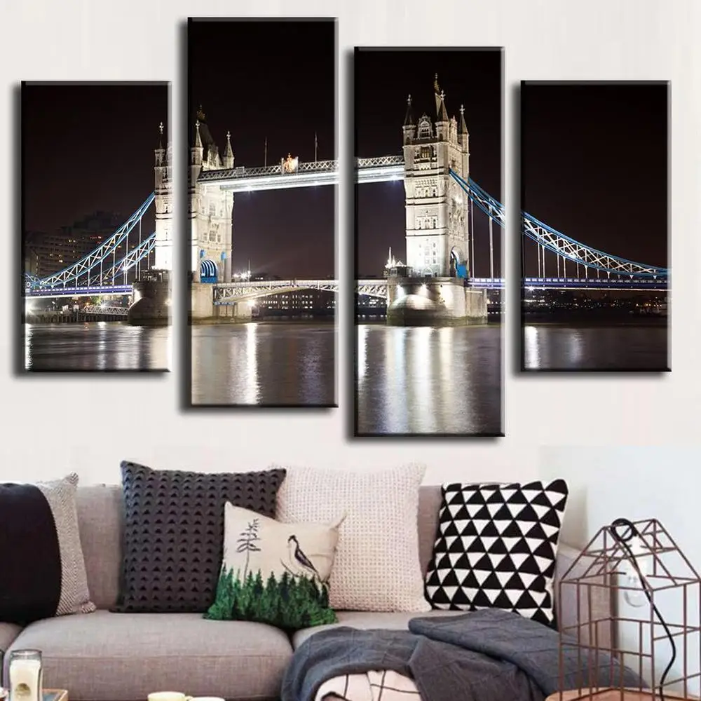 Фото 4 шт./компл. Комбинированные Картины Лондонский мост холст настенная живопись