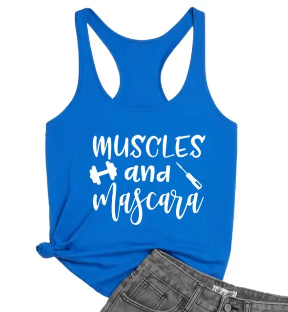 Muscles and Mascara Women Workout Gym Printed Tank Top Vest S-2XL