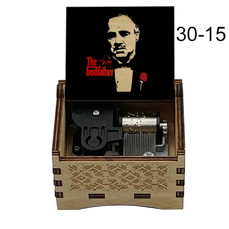 Color Print Wooden The Godfather Speak Softly Love Music Box  For Christmas Birthday Valentine's day Gift Family Decorations 6