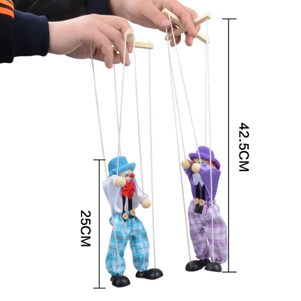 Funny Puppets Marionette Toy Pull String Puppet Clown Colorful Joint Activity Doll Vintage Child Toy gifts Traditions Classic