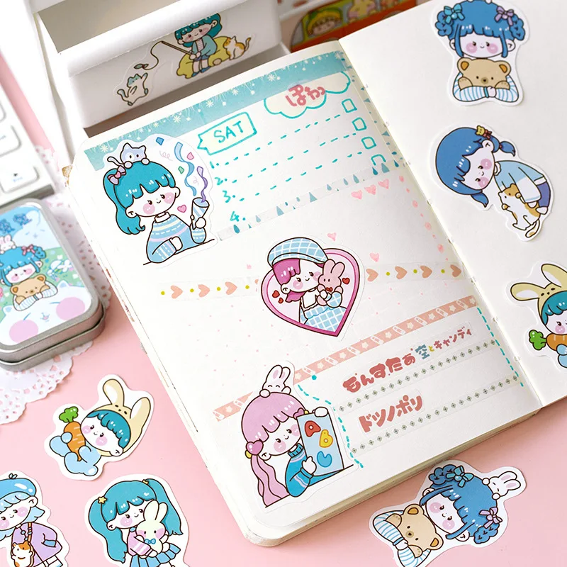 Mohamm 60Pcs Kawaii Small Fresh Stickers Decoration Scrapbooking Paper Creative Stationary School Supplies afbeelding