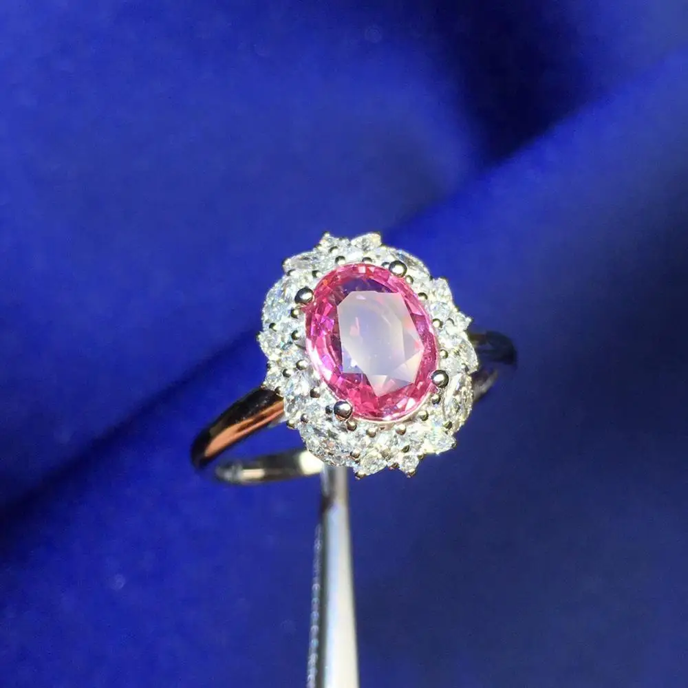 Сапфировое Кольцо 1.62ct Настоящее чистое 18 К БЕЛОЕ ЗОЛОТО ПРИРОДНЫЙ розовый сапфир падпарадша драгоценные камни 18 К золото бриллианты камень женское кольцо