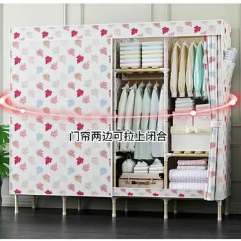 

Wardrobe Simple Cloth Wardrobe Solid Wood Thickening Cloth Art Single Non-steel Tube Assembly Thickening And Reinforcing Receive