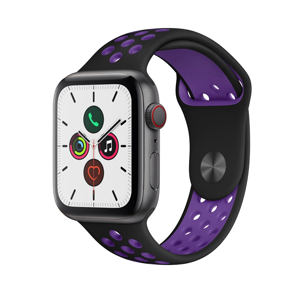 Black Hyper Grape Силиконовый ремешок для apple watch 5 4 band correa apple watch 44 мм 40 мм 42 мм 38 мм iwatch 5 4 3 2 1 спортивный браслет на запястье - Цвет ремешка: Black Hyper Grape