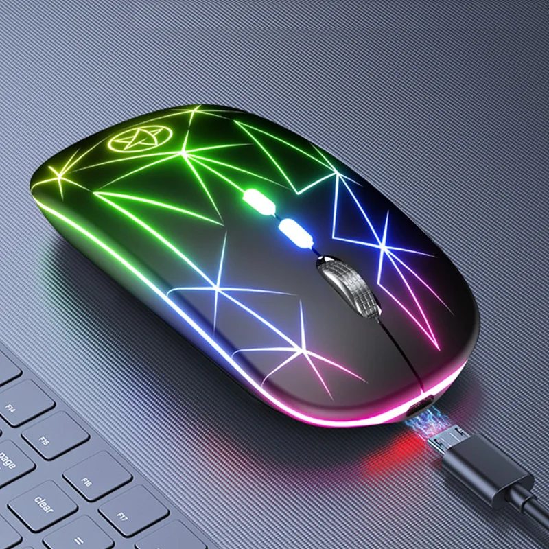 Мышь Компьютерная Аккумуляторная RGB USB 2 4 ГГц светодиодный светодиодная