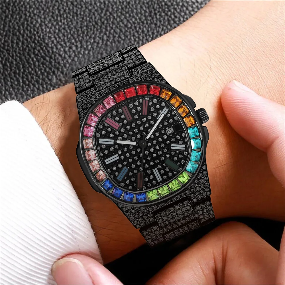 New Luxury Iced Out Watch Top Brand for Men Women Gold Watch Men Clock Calendar Wrist Watches Relogio Masculino Groomsmen Gifts