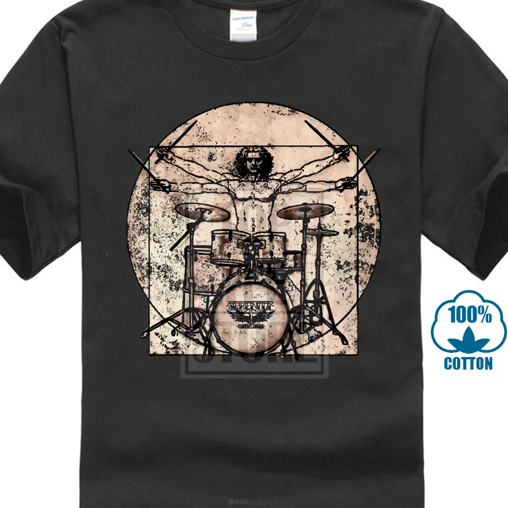 Vitruvian Drummer футболка леonardo Vinci забавная футболка барабаны A02 010171 - Цвет: Черный