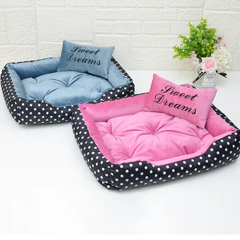 

Square Pet Dog Cat Bed Soft Warm Nest For Small Medium Dogs Bottom Slip Both Side Mat Summer Winter House&Bed For Pet S M L 3838