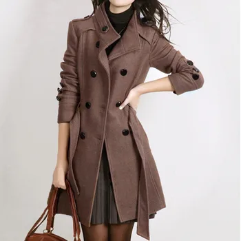 

trench coat for women suede Fashion Loose Winter Warm Long Sleeve Button Button Coat With Belt high street wear#3