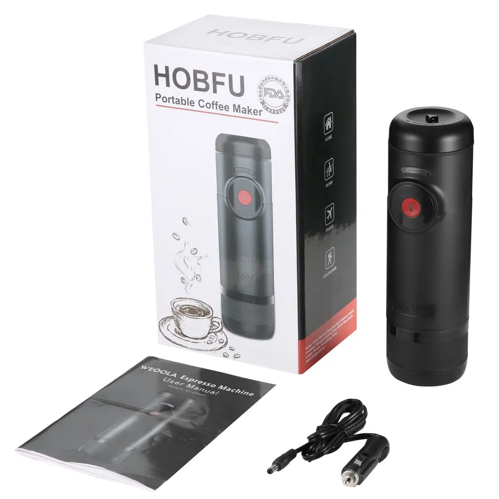 

HOBFU Portable Rechargeable Espresso Machine Boils Water 15 Bars Pressure One-Button Operation Travel Outdoor Coffee Maker