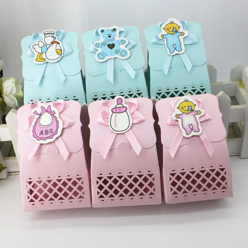 

12Pcs Cute Boy and Girl Paper Baptism Baby Shower Candy Box Decoration Kid Favors Gift Sweet Birthday Bag Event Party Supplies