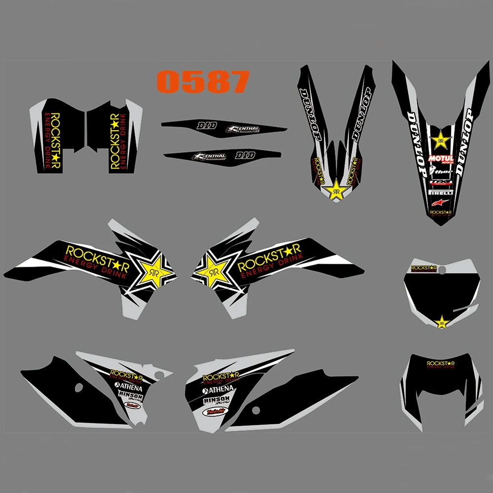 Для KTM SX EXC XCW XCF-W Графика наклейки на заказ Номер Наименование лента 3M Полный мотоцикл Фоны аксессуары