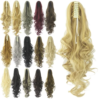 Soowee Straight Long Clip In Hair Extensions Blonde Black Little Pony Tail High Temperature Fiber Synthetic Hair Claw Ponytails 2