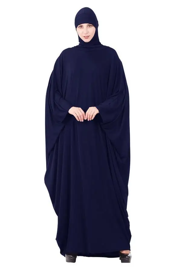 Dark Blue Рамадан Абая, для мусульман женщин с капюшоном Макси платье исламский хиджаб молитва полное покрытие халат кафтан цзилбаб Арабская одежда поклонение службы - Цвет: Dark Blue