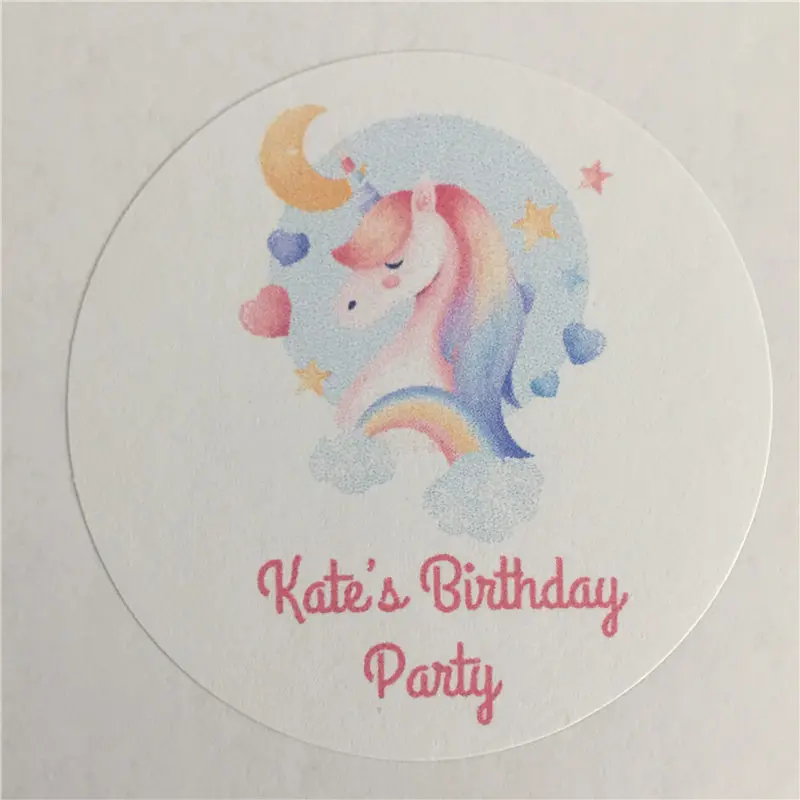 

100 Pieces Custom Birthday Sticker Personalized Gift Adheive Seals Decoration Round Labels
