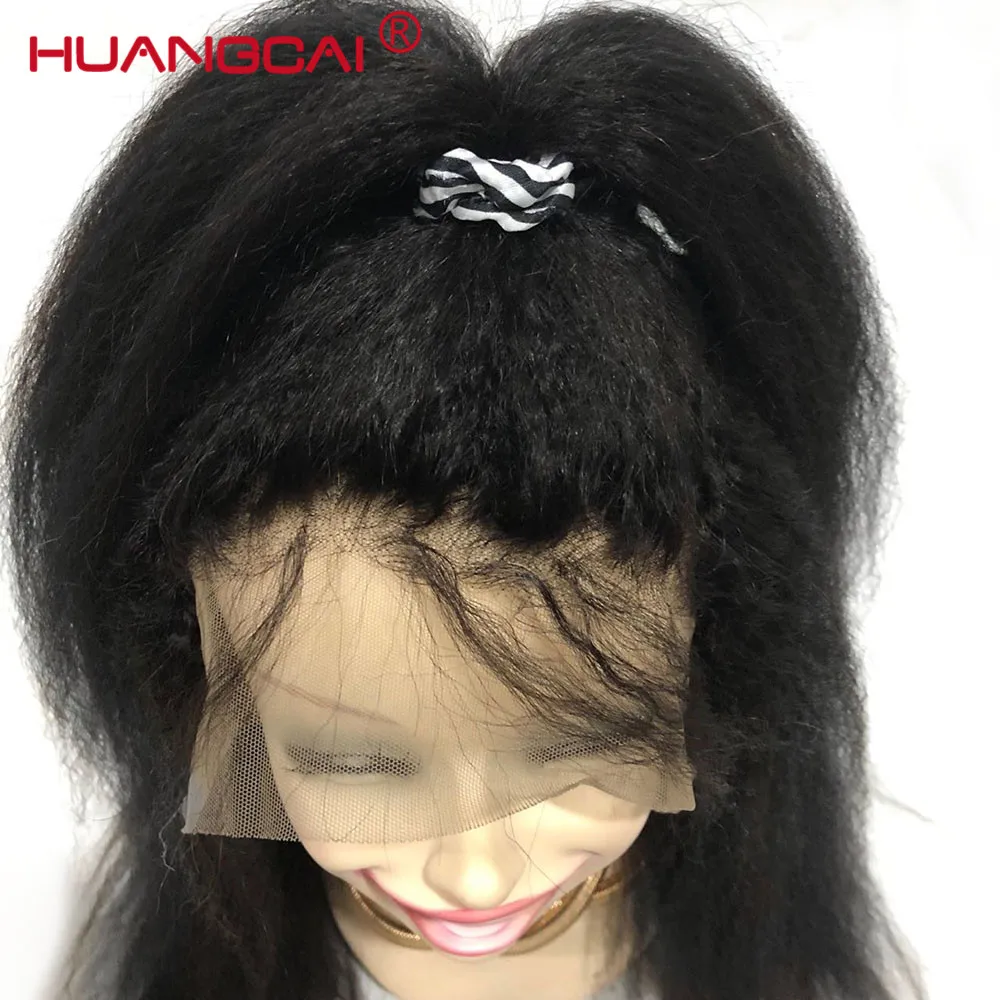 Italian Yaki 360 Lace Frontal Human Hair Wigs For Black Women Brazilian Kinky Straight Lace Front Wigs Pre Plucked Remy Wig