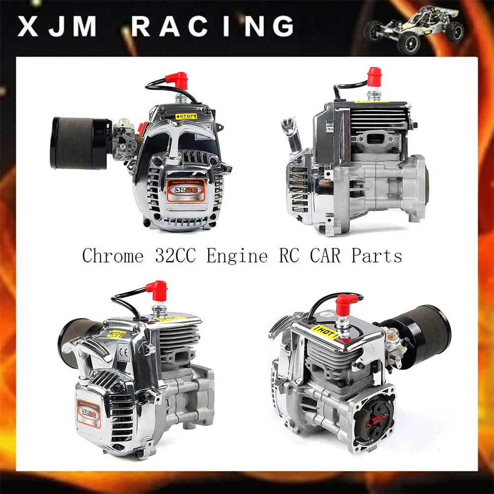 Хром 32CC 2-тактный 4 болта двигатель с мат фильтр для 1/5 Hpi Rovan Km Mcd БРГ FG ДДТ Fid гоночный Baja Losi Rcmk Goped штук/лот