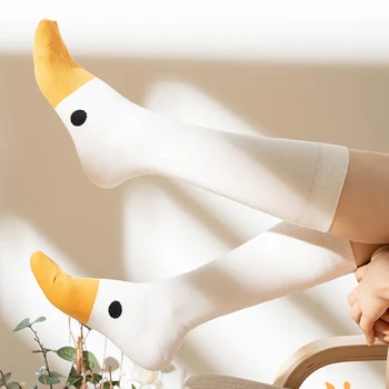 

New Cute Goose Head Women Socks Warm Sport Cotton Mid-calf Length Socks Sweat Breathable Funny Socks High Quality 1 Pair