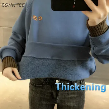 

Hoodies Women Patchwork Letter Turtleneck All-match Simple Loose Casual Womens Pullover Sweet Daily Warm Thick All-match Fashion