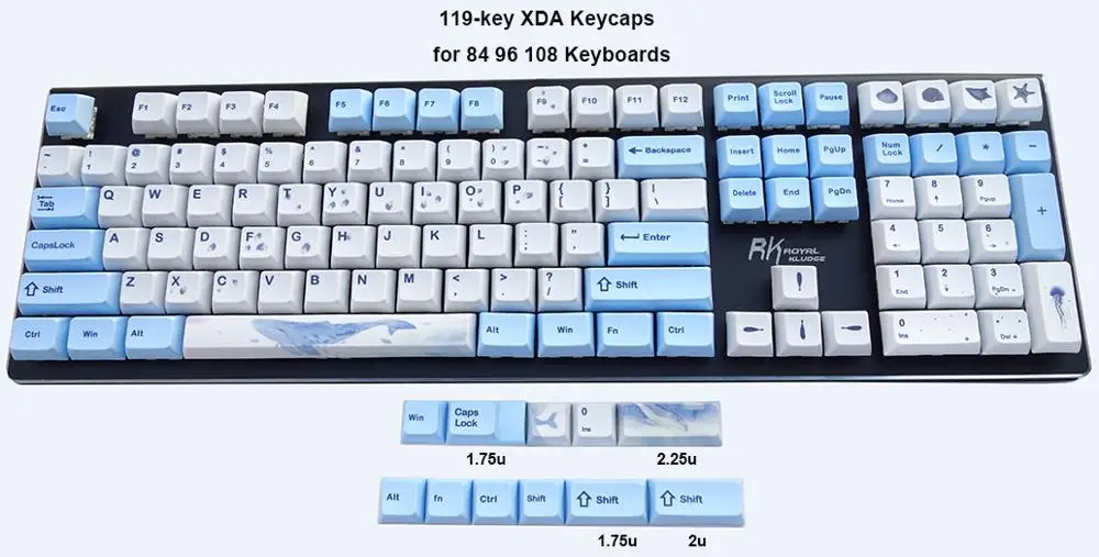 119-key 125-key XDA Keycaps PBT краситель-сублимация Топ Печать Новинка Keycaps для Cherry MX переключатели механических клавиатуры - Цвет: 119-key