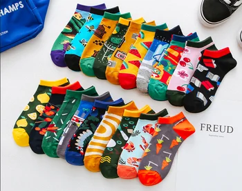 

kawaii Unisex Flower Clock Tree Star Painting Left Right Different Pattern Marvel Shrimp Cotton Women Men Socks funny cute sock