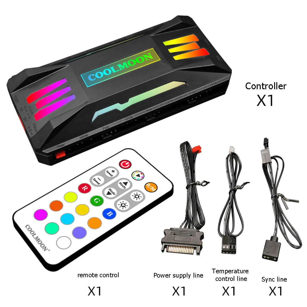 COOLMOON ARGB Управление 4Pin PWM 5V 3Pin Вентилятор охлаждения интеллектуальный пульт