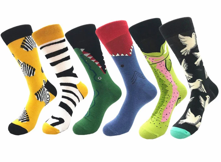 

1 pair men women socks combed cotton cartoon Bird Zebra happy socks funny socks 111