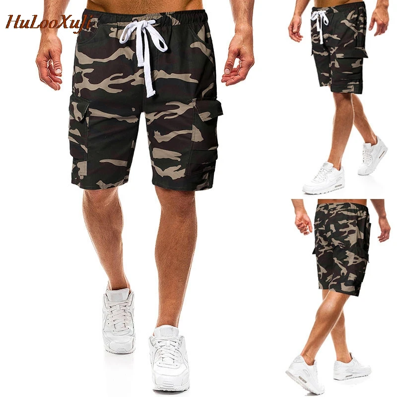 HuLooXuJi летние мужские камуфляжные шорты Карго военные пляжные шорты в повседневном стиле свободные хлопковые прямые брюки Размер США: S-2XL