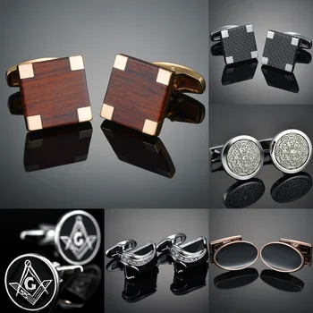 

High Quality Luxury Men's Shirt Cufflinks New Fashion Brand Red Wood Red Cufflinks Men's Wedding Shirt Gift gemelos para hombre