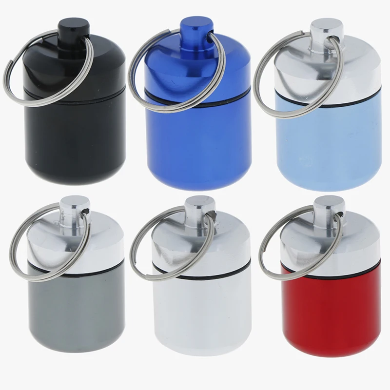 Mini Waterproof Aluminum Alloy Pill Box Case Bottle Cache Drug Holder Container Keychain Medicine Box Health Care 3 Styles - Цвет: Random