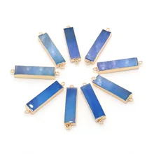 

Natural Stone Agates Pendants Long Strip Gold plated Double hook Connectors for Trendy Necklace Jewelry Accessories