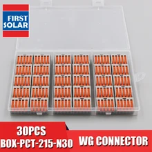 Box Verpackung 30 stücke 222-415 PCT-215 PCT215 5 pin pole mini schnelle draht Anschlüsse Universal Kompakte Verdrahtung push -in Terminal Block(China)