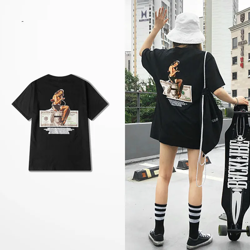 Американский Стиль Ретро футболка Для Мужчин's Kanye West Coast 2Pac сексуальная девушка