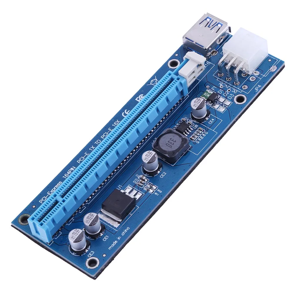 Плата расширения PCI-E Express 16X с 6-контактным портом питания PCIe для кабеля USB 3 0 SATA к 6Pin