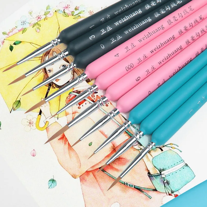 

3Pcs Hook Line Pen Professional Hand-painted Paint Brush Fine Watercolor Drawing Painting Brushes For Student Art Supplies