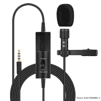 

Lavalier Microphone Omnidirectional Condenser Record Mic for Camera/Mobile Double-capacitor anti-interference microphone